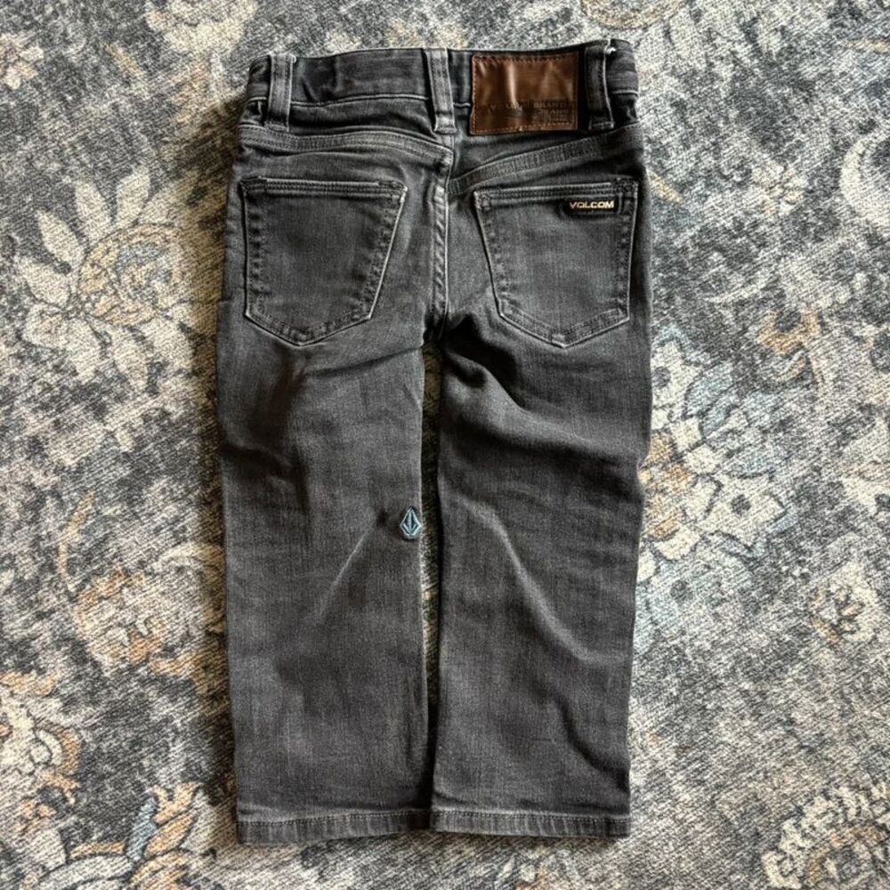 Volcom Boys 2T Vorta Slim Straight Black Gray Denim Jeans